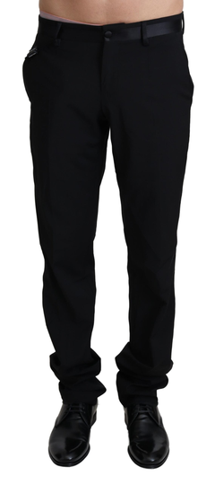 Black Virgin Wool Dress Formal Trouser Pants - IT44 | XS