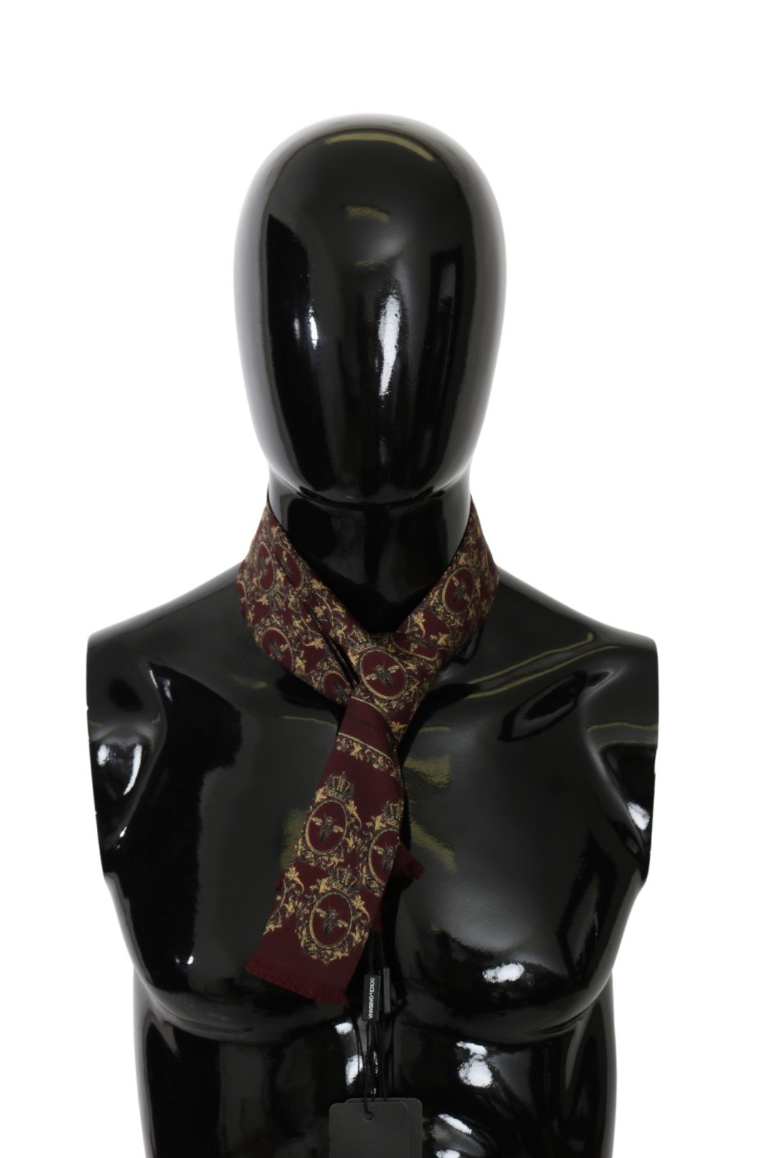 Dolce & Gabbana Men's Crown Bee Wrap Silk Scarf Bordeaux MS5589
