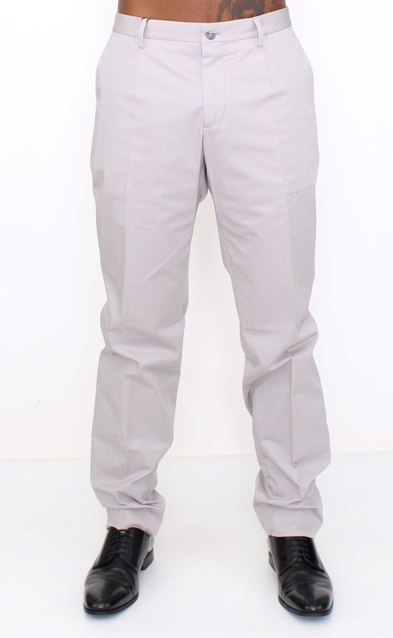 Dolce & Gabbana Men's Cotton Slim fit Pants Trouser Gray HAN10240 - IT54 | XXL