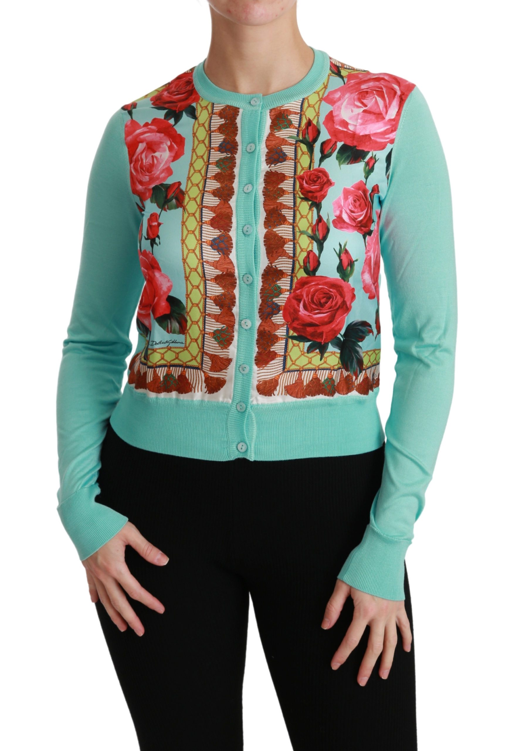 Dolce & Gabbana Women's Roses Floral Silk Cardigan TSH4493 - IT36 | XS