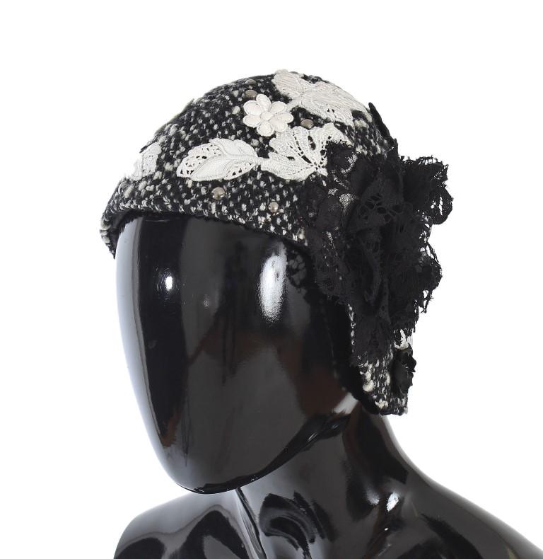 Dolce & Gabbana Women's Wool Floral Lace Studded Cloche Hat Multicolor HAT20027