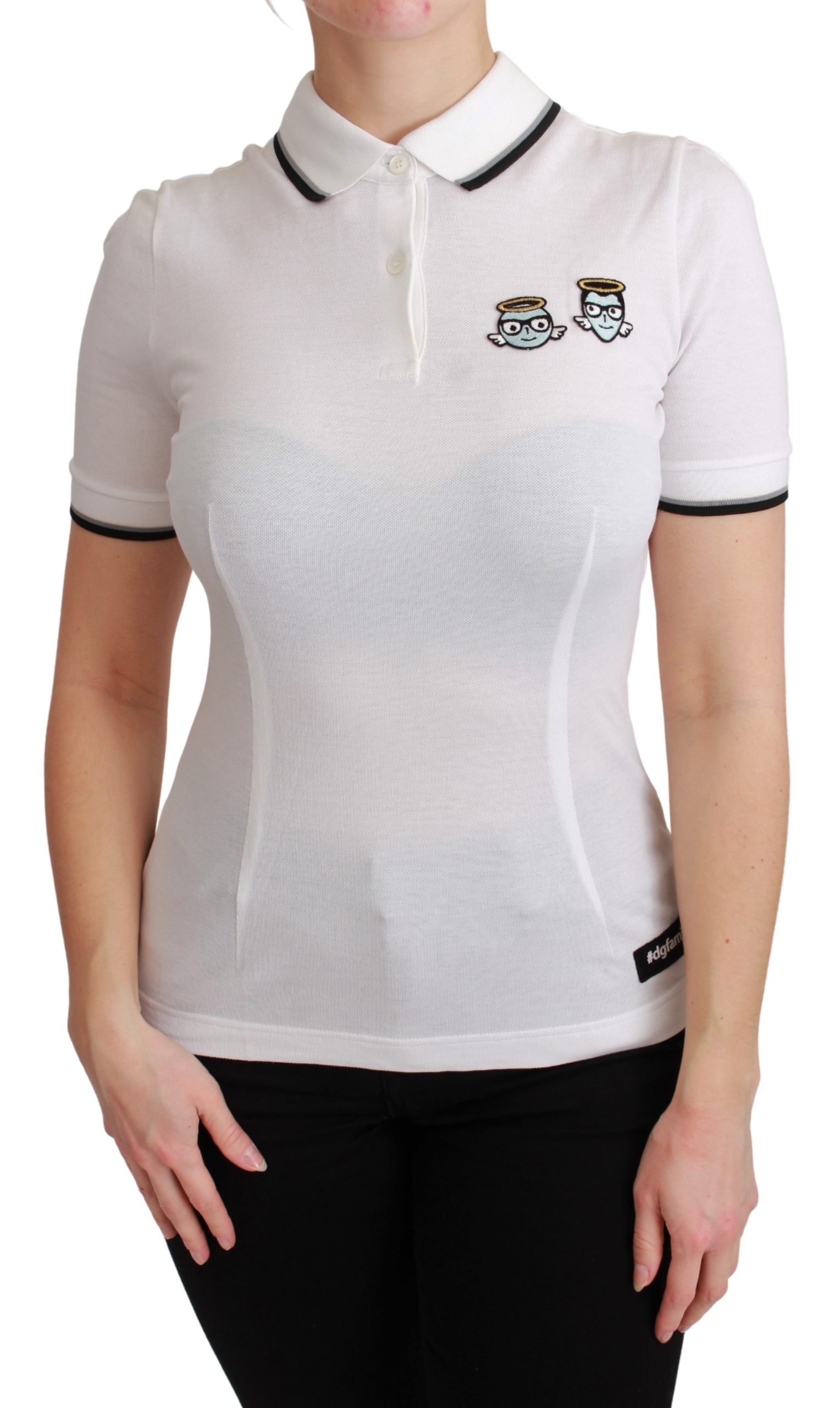 Dolce & Gabbana Women's Cotton Polo Shirt White TSH4550 - IT36 | XS