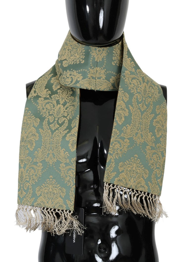 Green Gold Jacquard Cotton Scarf