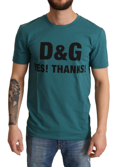 Blue D&G Yes! Thanks! Cotton T-shirt - IT44 | XS