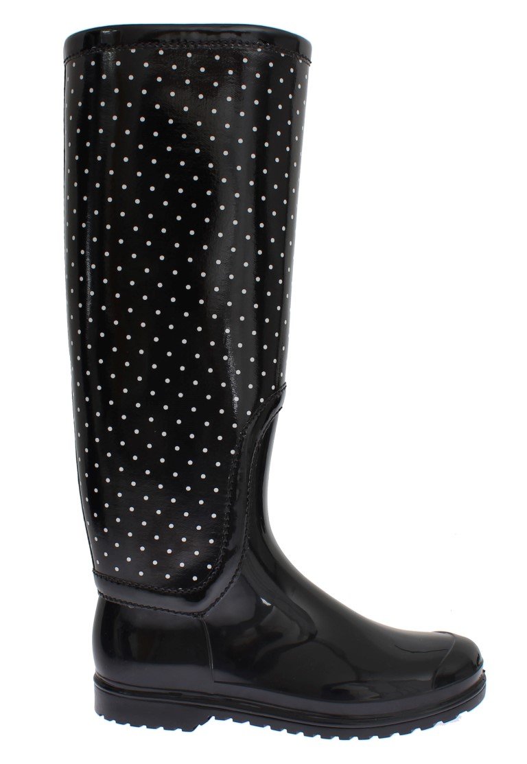 Dolce & Gabbana Women's Polka Rubber Rain Boots Black SIG17247 - EU38/US7.5