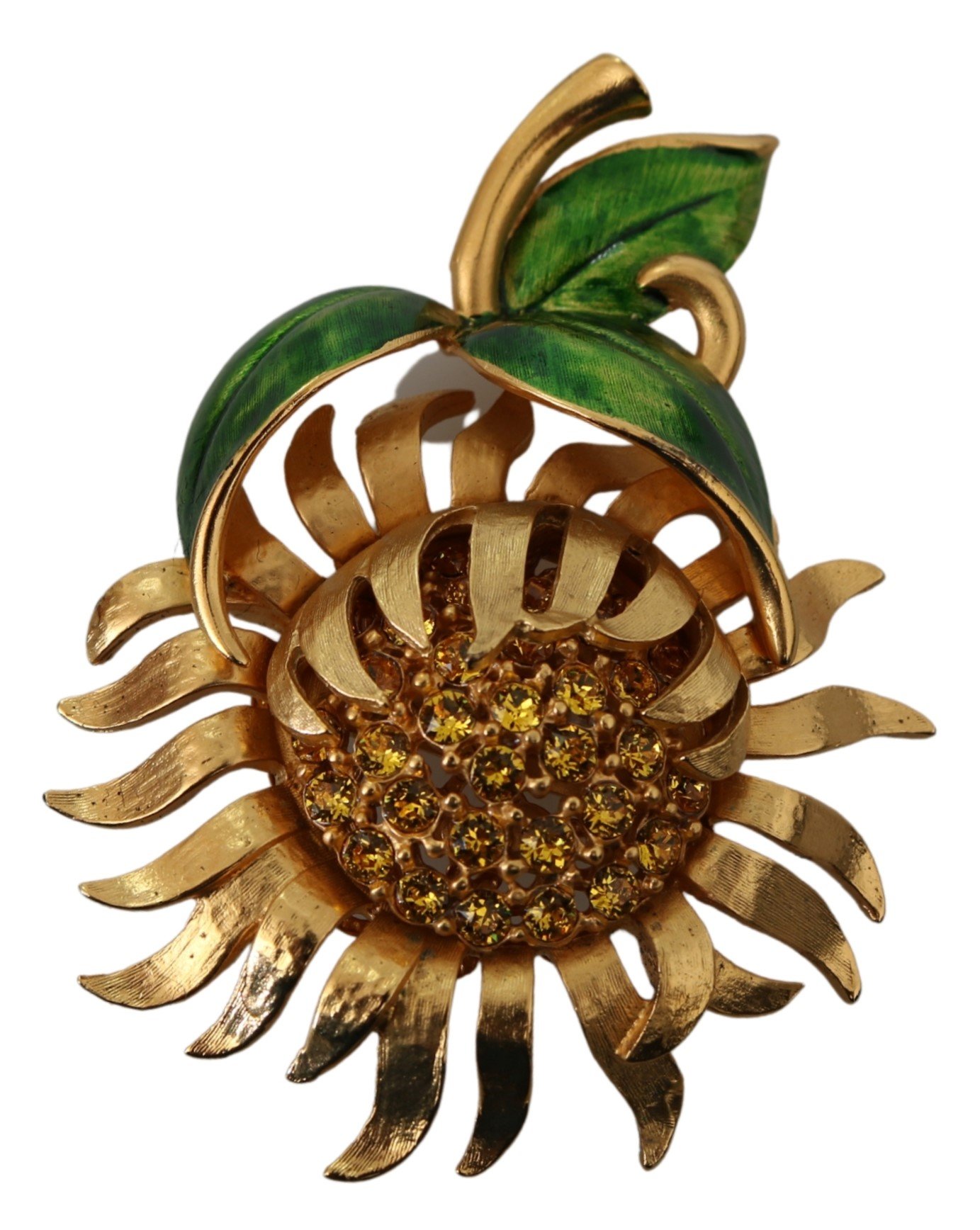 Dolce & Gabbana Women's Plated Brass Crystal Sunflower Pin Brooch Gold SMY100112