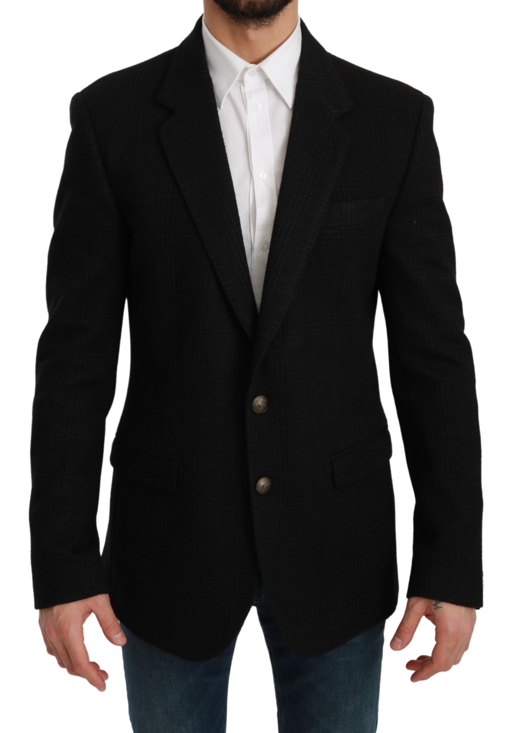 Dolce & Gabbana Men's Check Wool Blazer Black KOS1726 - IT50 | L
