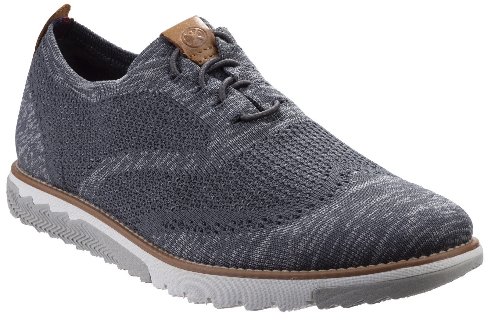 Hush Puppies Men's Expert Wingtip Knit Lace Up Trainer Dark Grey 29165 - Dark Grey Multi Knit 6