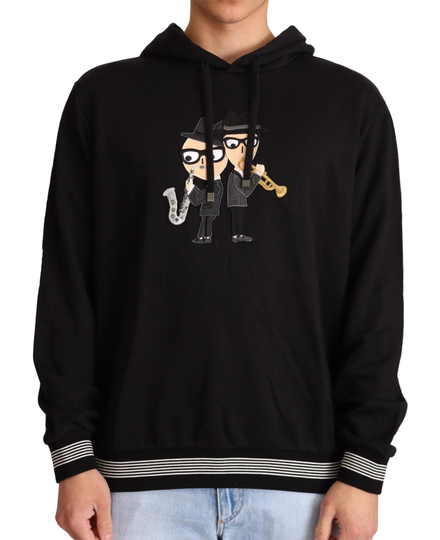 Black Cotton Hooded #dgfamily Sweater - IT46 | S