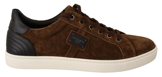 Brown Suede Leather Mens Low Tops Sneakers - EU39.5/US9.5