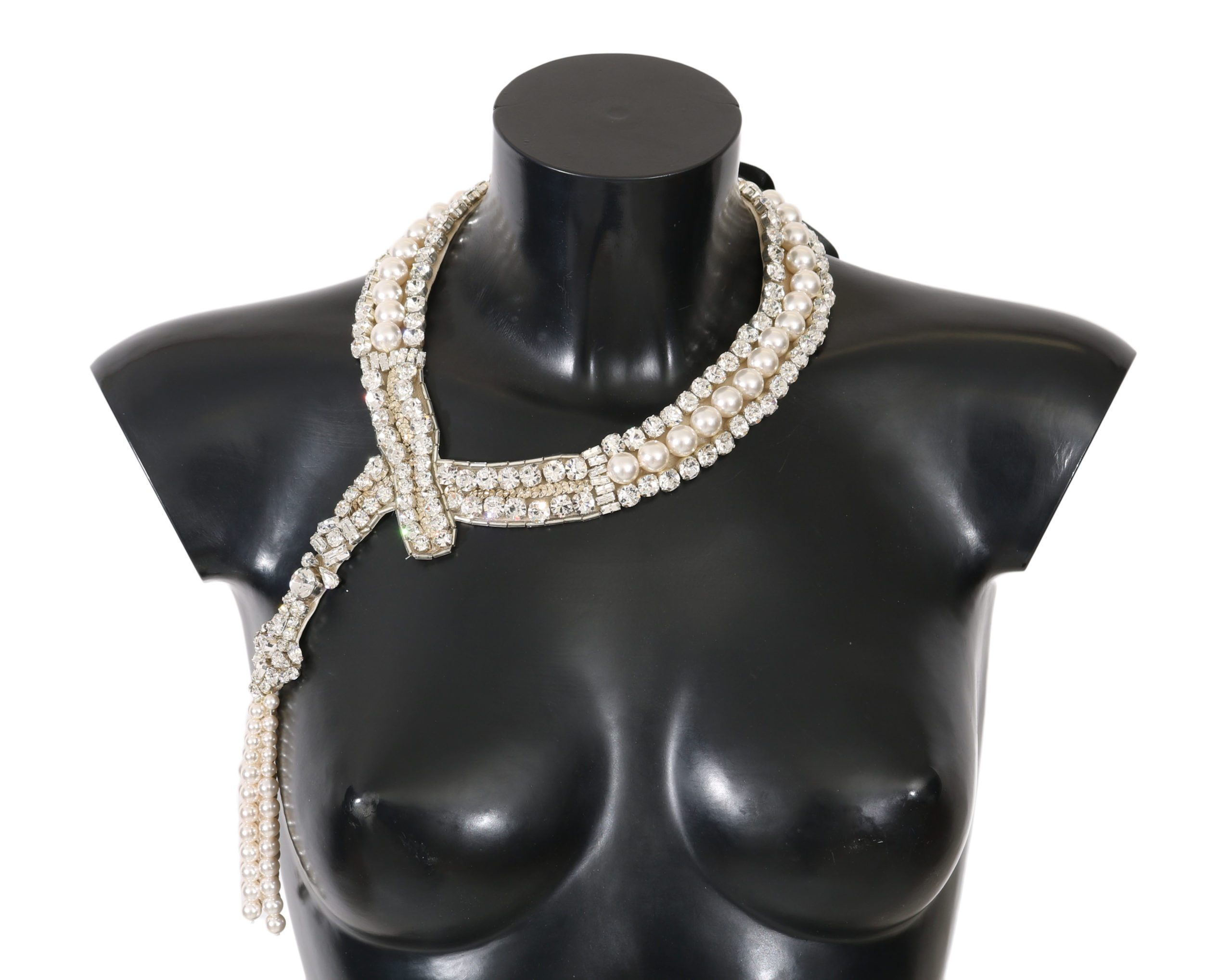 Dolce & Gabbana Women's Clear Crystal Pearl Necklet Necklace Gold SMY2054