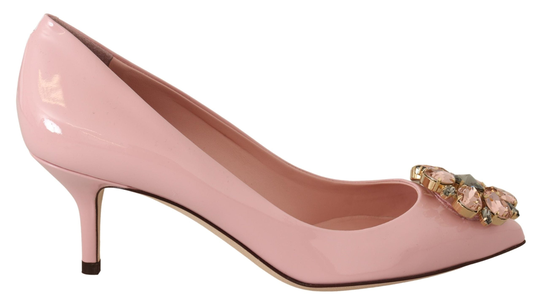 Pink Leather Crystal Heels Pumps Heels Shoes - EU35/US4.5