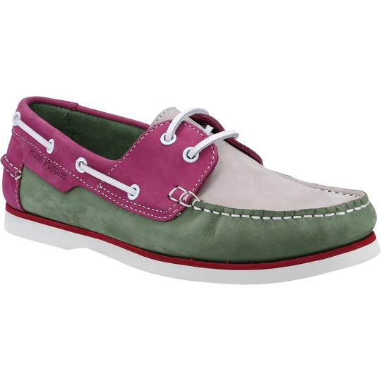 Hush Puppies Women's Hattie Boat Shoes Various Colours 30223 - Green/Pink/Grey 3