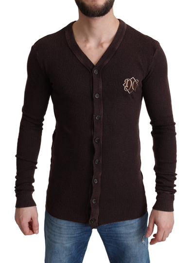 Brown Wool Logo Button Cardigan Sweater - IT48 | M