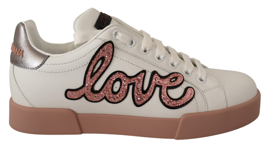 White Love Patch Portofino Sneakers Shoes - EU37.5/US7