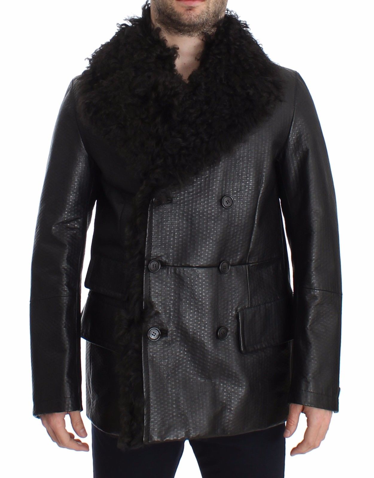 Dolce & Gabbana Men's Lambskin Leather Trenchcoat Black SIG14063 - IT46 | S