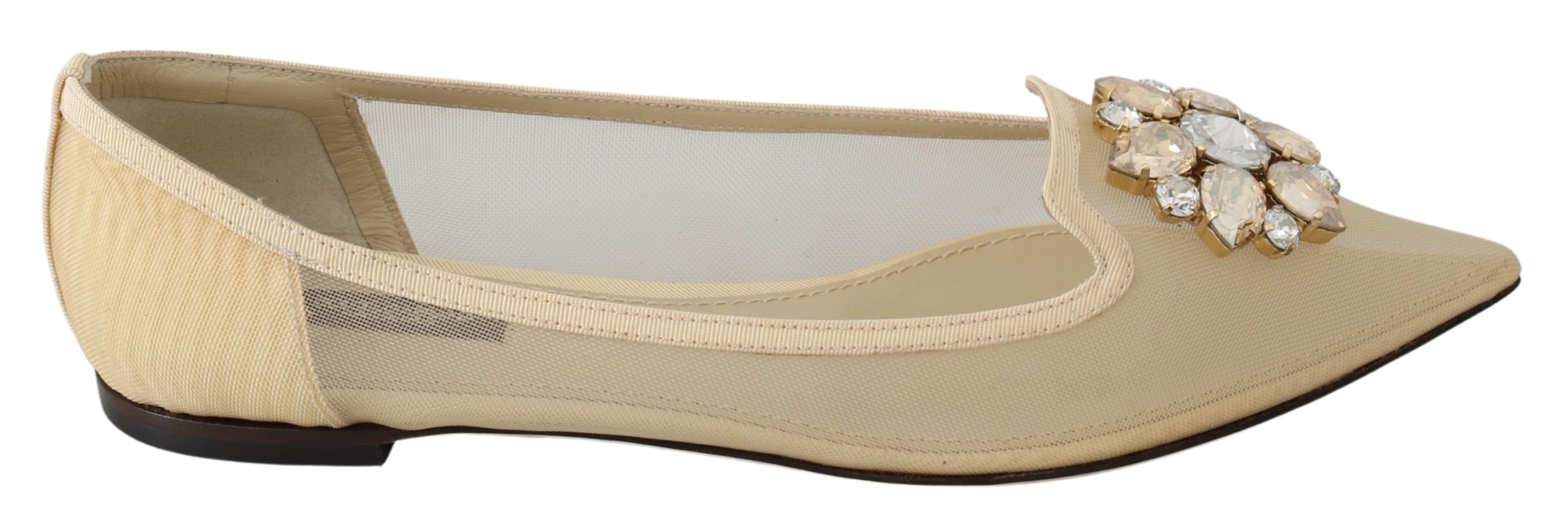 Dolce & Gabbana Women's Viscose Nude Crystals Flats Beige LA7227 - EU39/US8.5