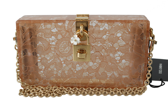 Dolce & Gabbana Women's Plexiglass Taormina Lace Clutch Bag Beige VAS12005