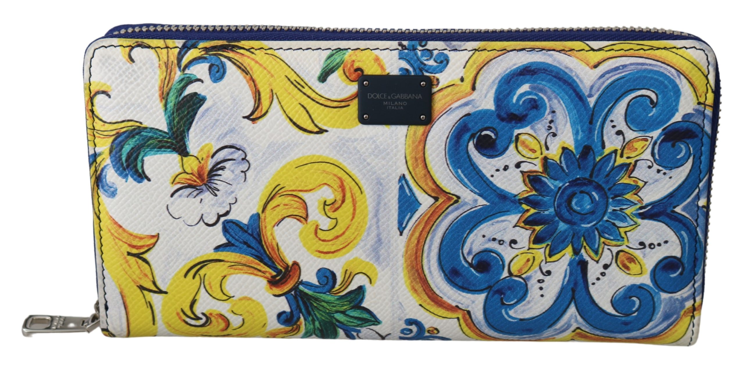Dolce & Gabbana Men's Majolica Dauphine Leather Continental Wallet Multicolor VAS9708