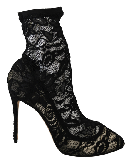 Dolce & Gabbana Women's Taormina Lace Socks Boots Black LA7812 - EU41/US10.5