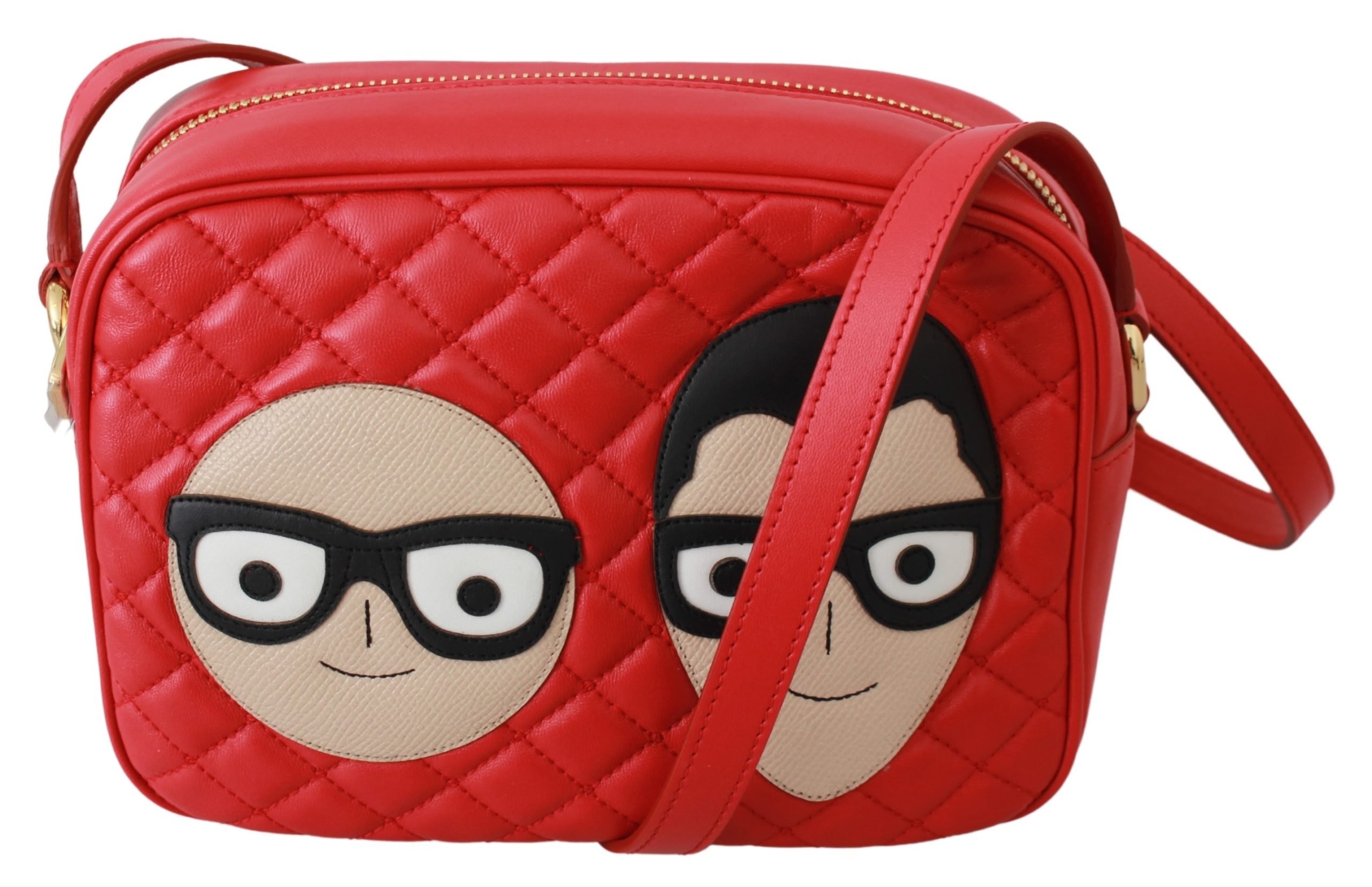 Dolce & Gabbana Women's Patch Leather Quilted GLAM Shoulder Bag Red VAS9390