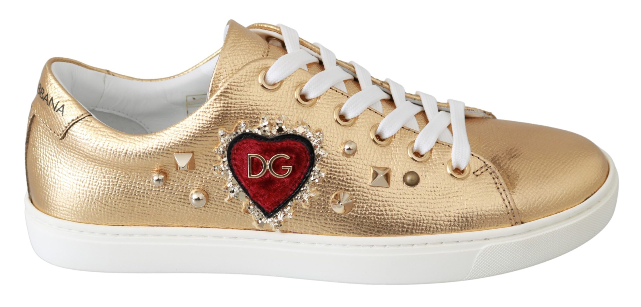 Dolce & Gabbana Women's Leather Heart Trainer Gold LA6479 - EU35.5/US5
