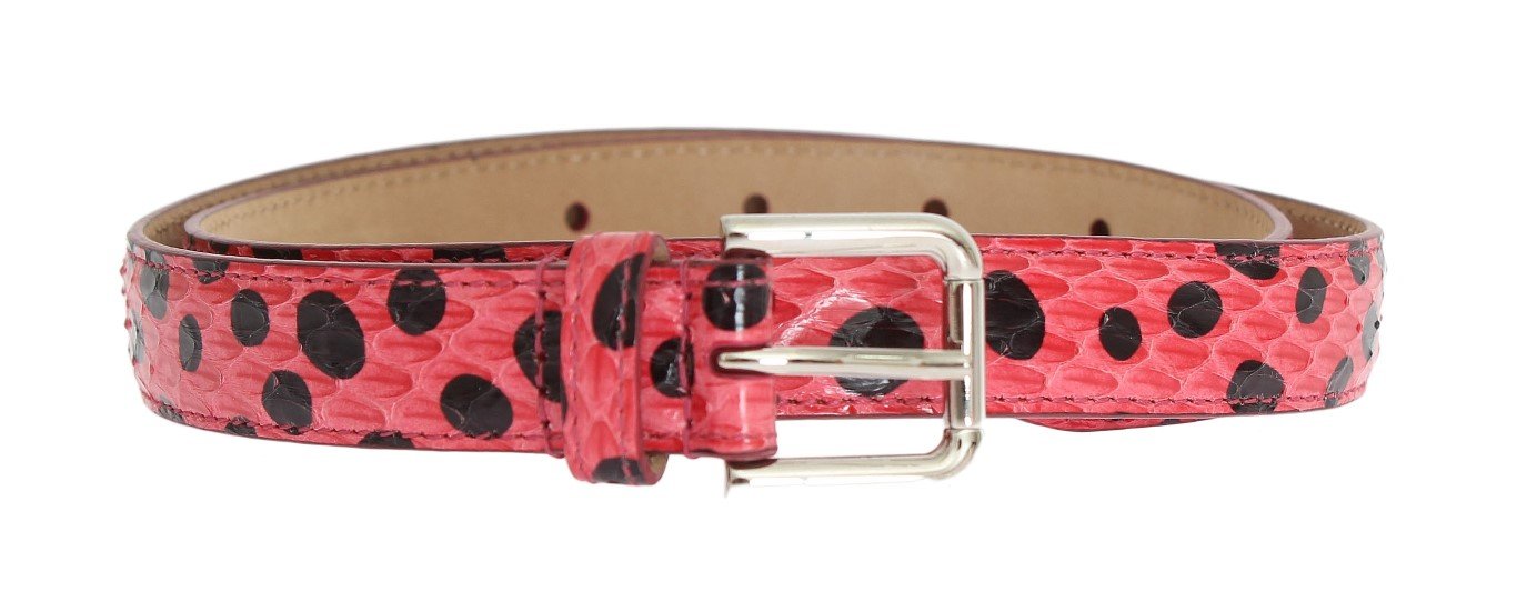 Dolce & Gabbana Women's Polka Snakeskin Silver Buckle Belt Multicolor BEL10325 - 65 cm / 26 Inches