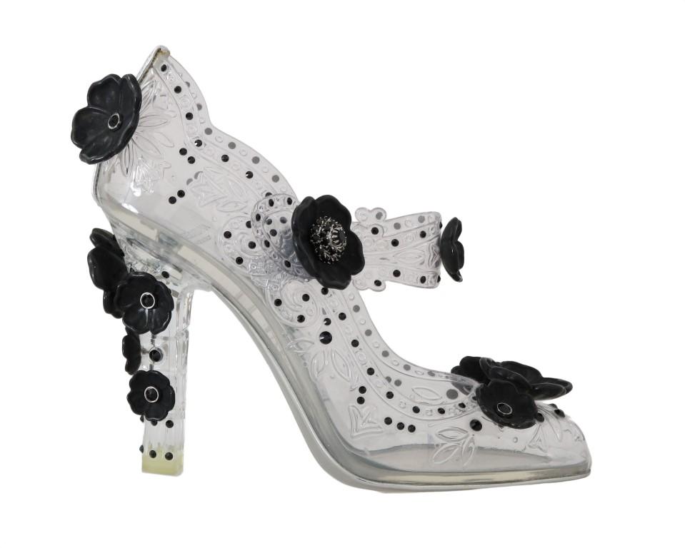 Dolce & Gabbana Women's CINDERELLA Crystal Pump Shoe White LA4318 - EU39/US8.5