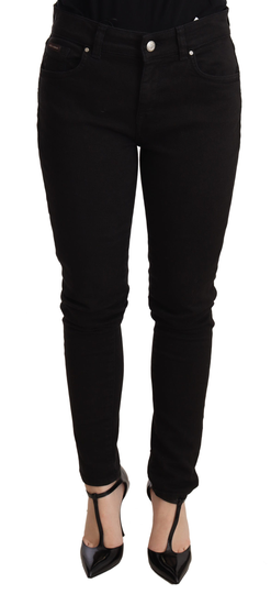 Black Slim Fit Denim Cotton Stretch Jeans - IT40|S