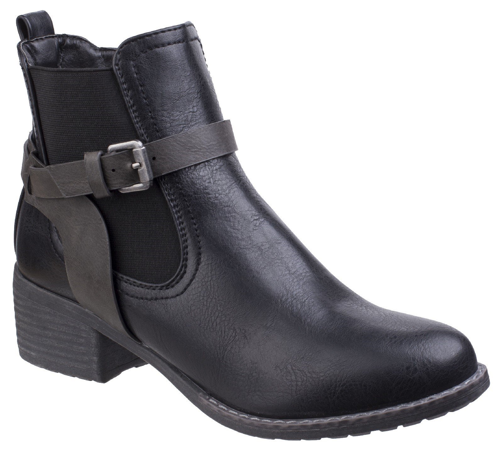 Divaz Women's Ivana Block Heel Ankle Boot Black 25570-42562 - Black 3