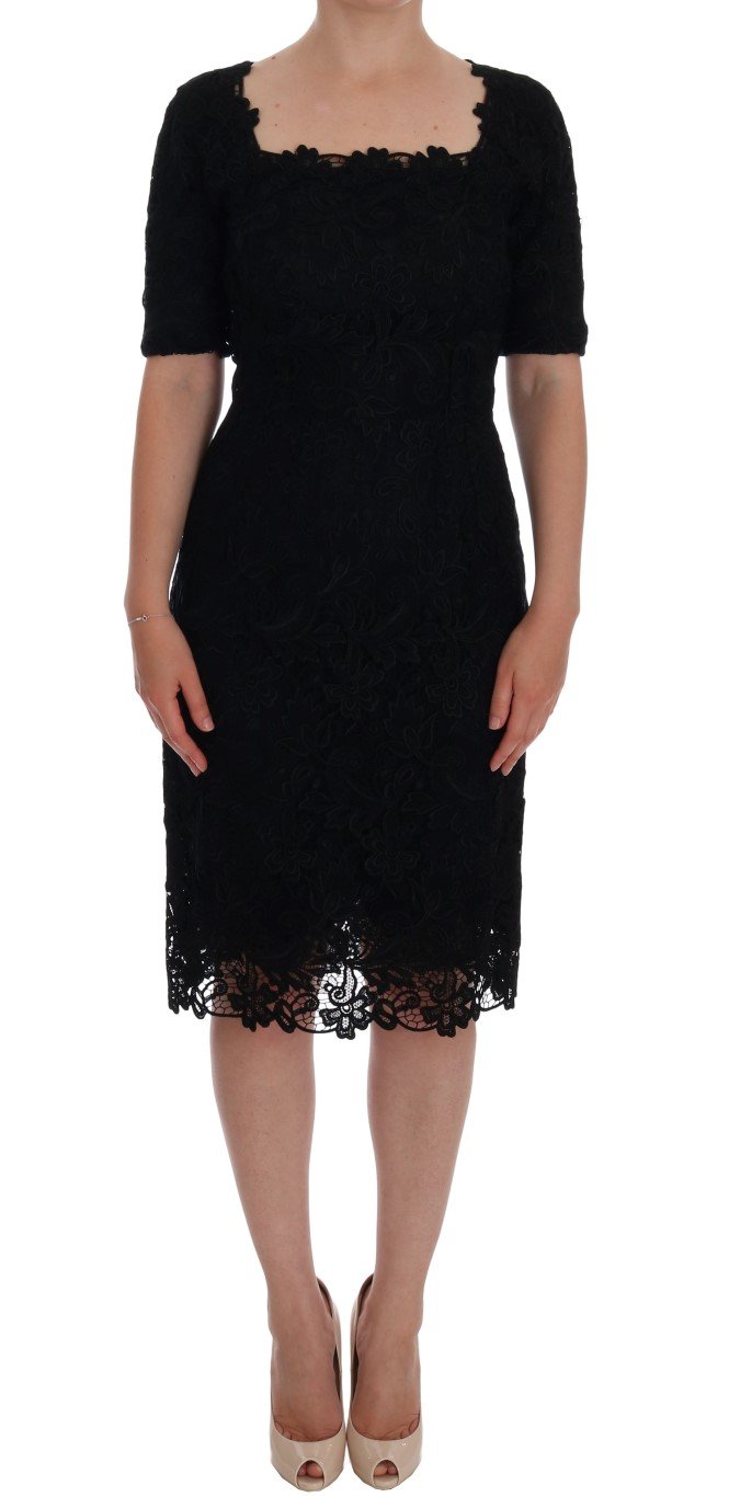 Dolce & Gabbana Women's Floral Ricamo Sheath Dress Black DR1081 - IT40|S