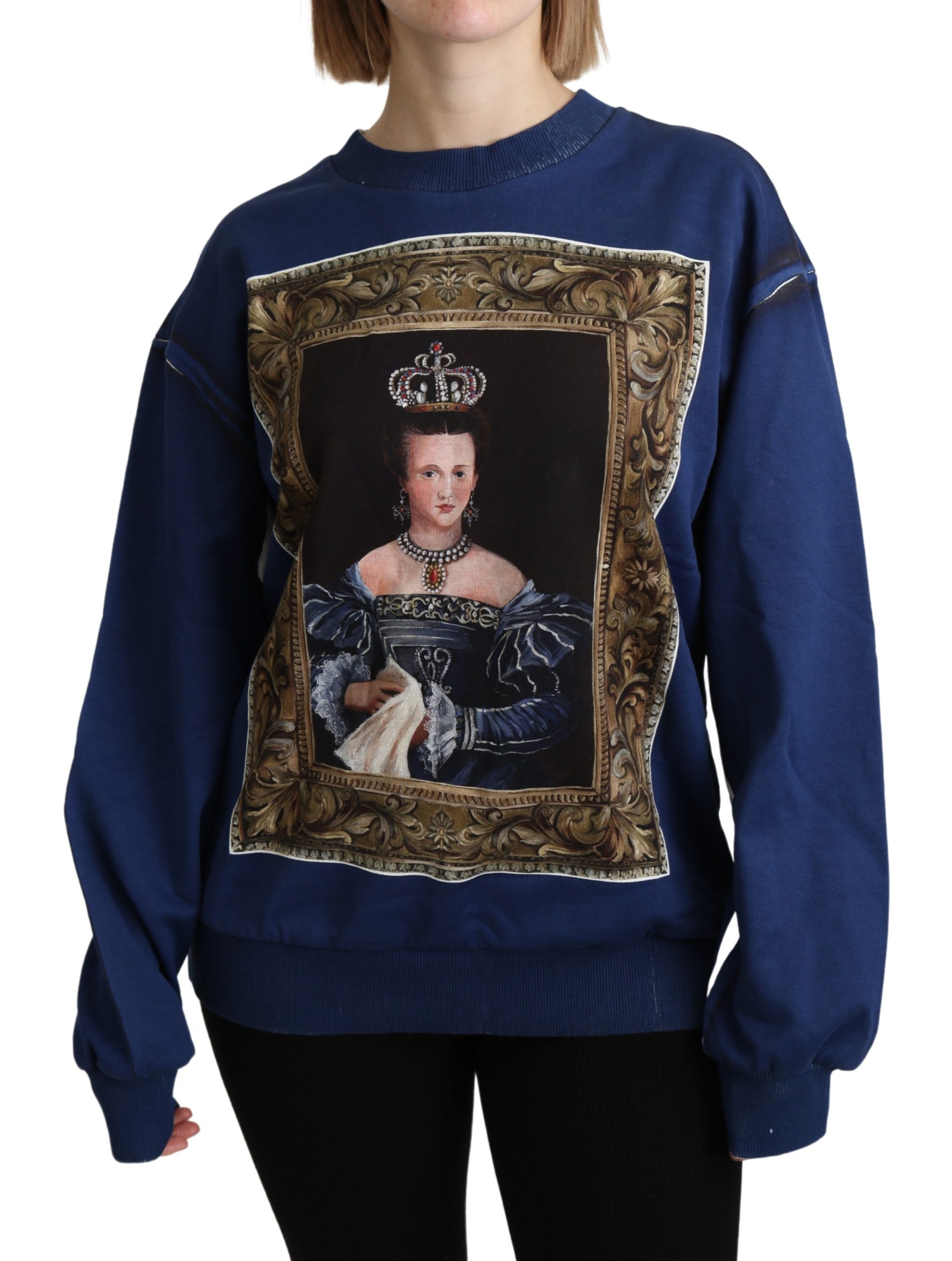 Dolce & Gabbana Women's Printed Long Sleeves Pullover Sweater Blue TSH4803 - IT36 | S