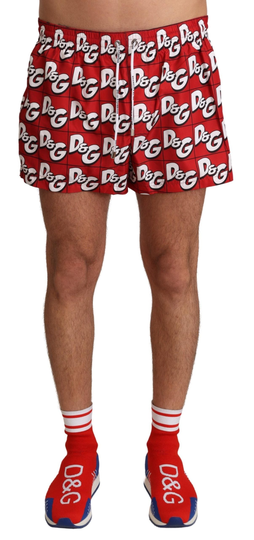 Red DG Logo Men Beachwear Shorts Swimwear - IT4 | S