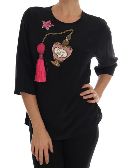 Dolce & Gabbana Women's Silk Fairy Tale Top Black TSH1742-5 - IT36 | XS