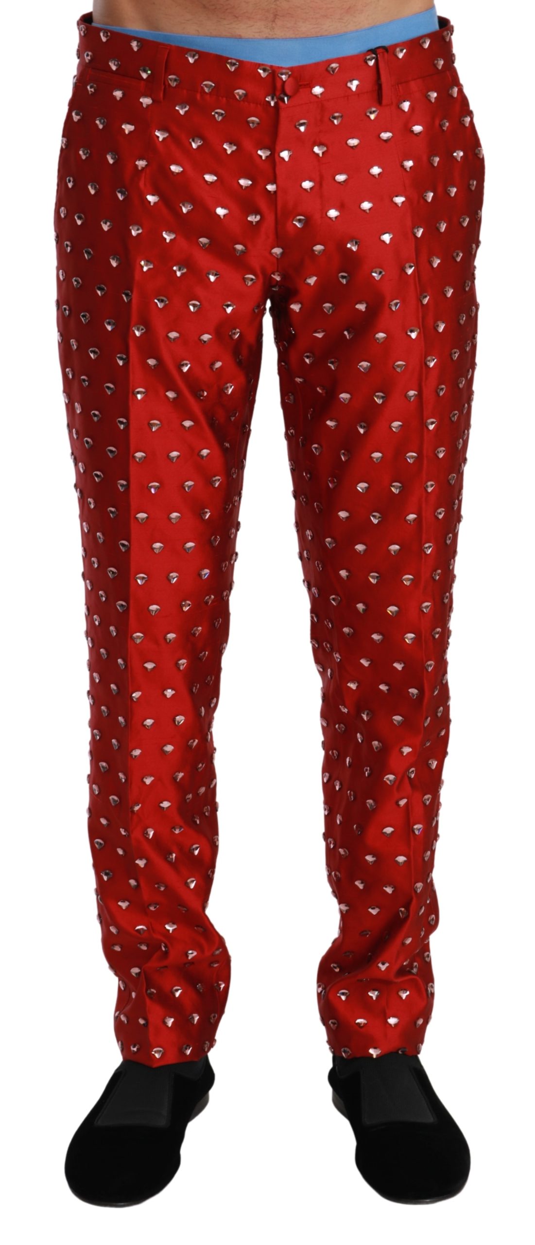 Dolce & Gabbana Men's Crystal Formal Dress Trouser Red PAN70975 - IT50 | L