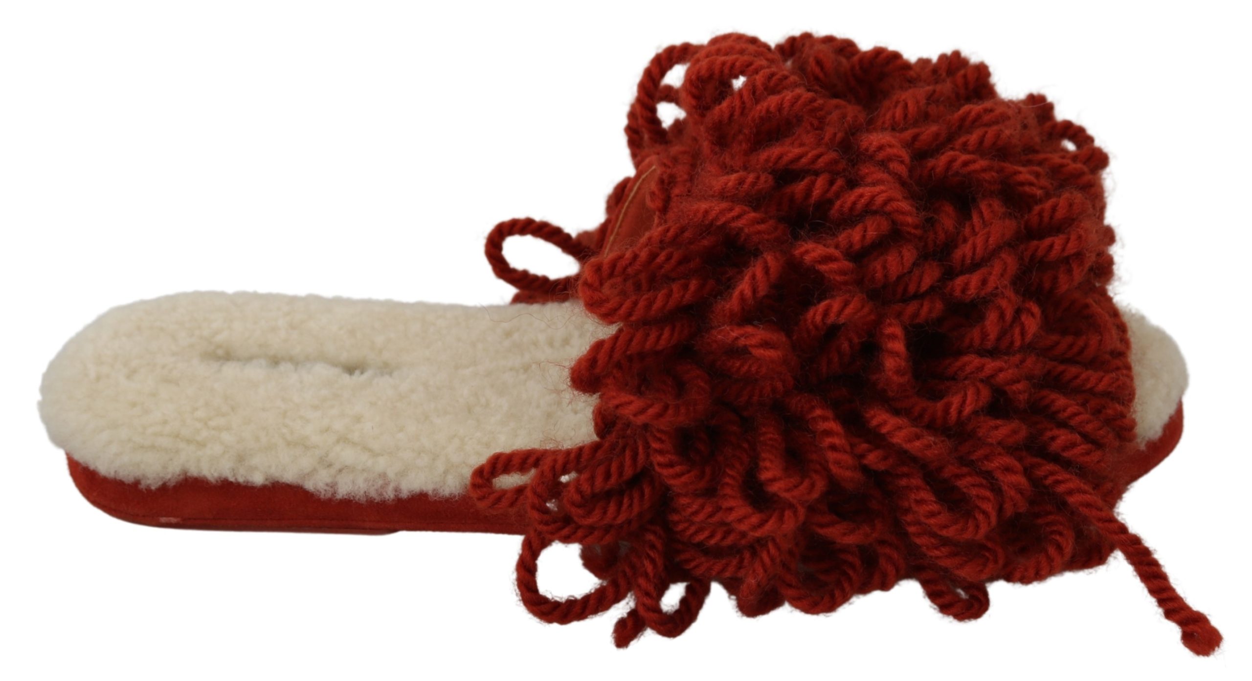 Dolce & Gabbana Women's Suede Shearling Slippers Red LA6894 - EU39/US8.5