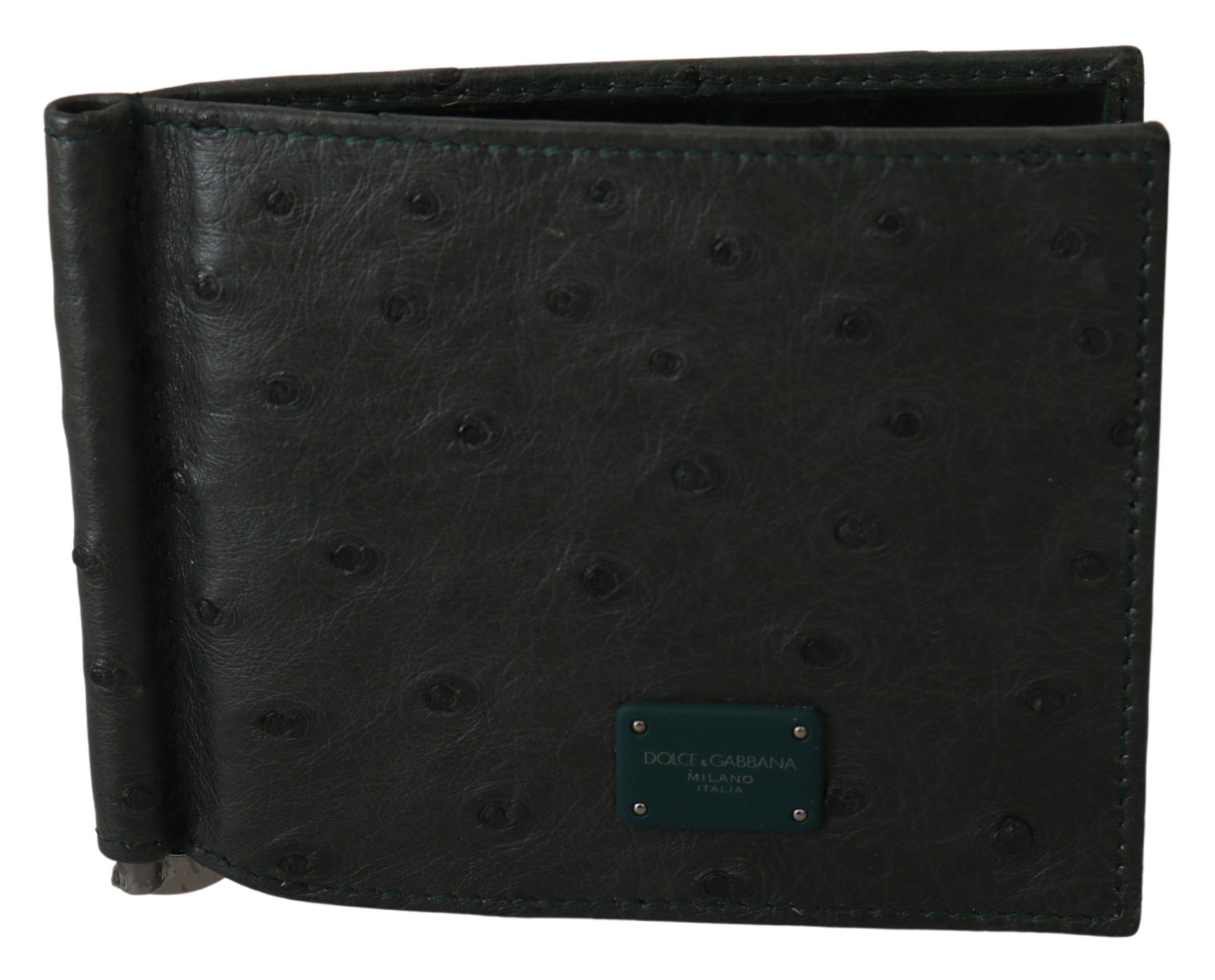 Dolce & Gabbana Men's Ostrich Leather Bifold Wallet Green VAS9691