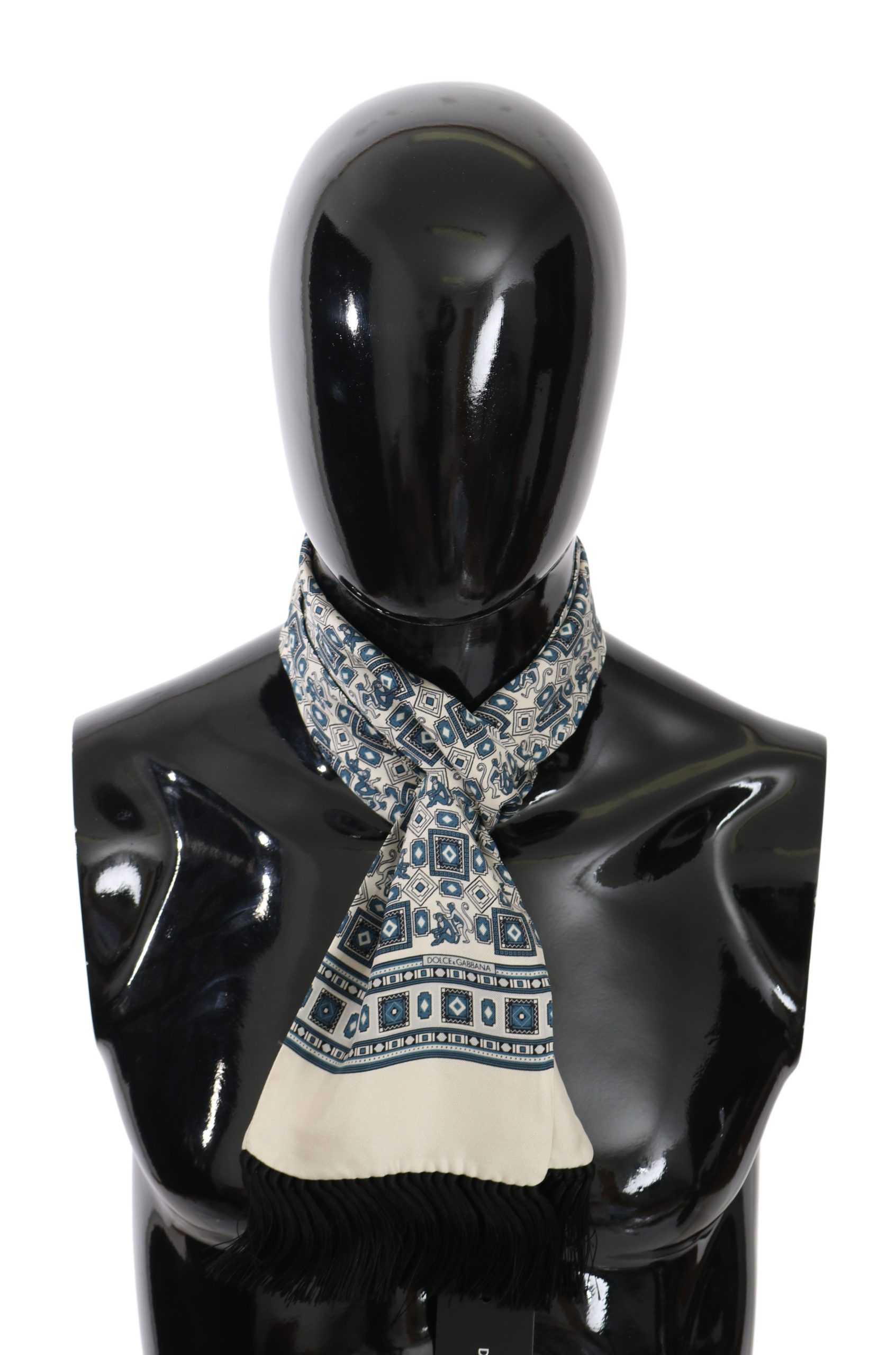 Dolce & Gabbana Men's Baroque Silk Wrap Scarf Blue MS5030BG
