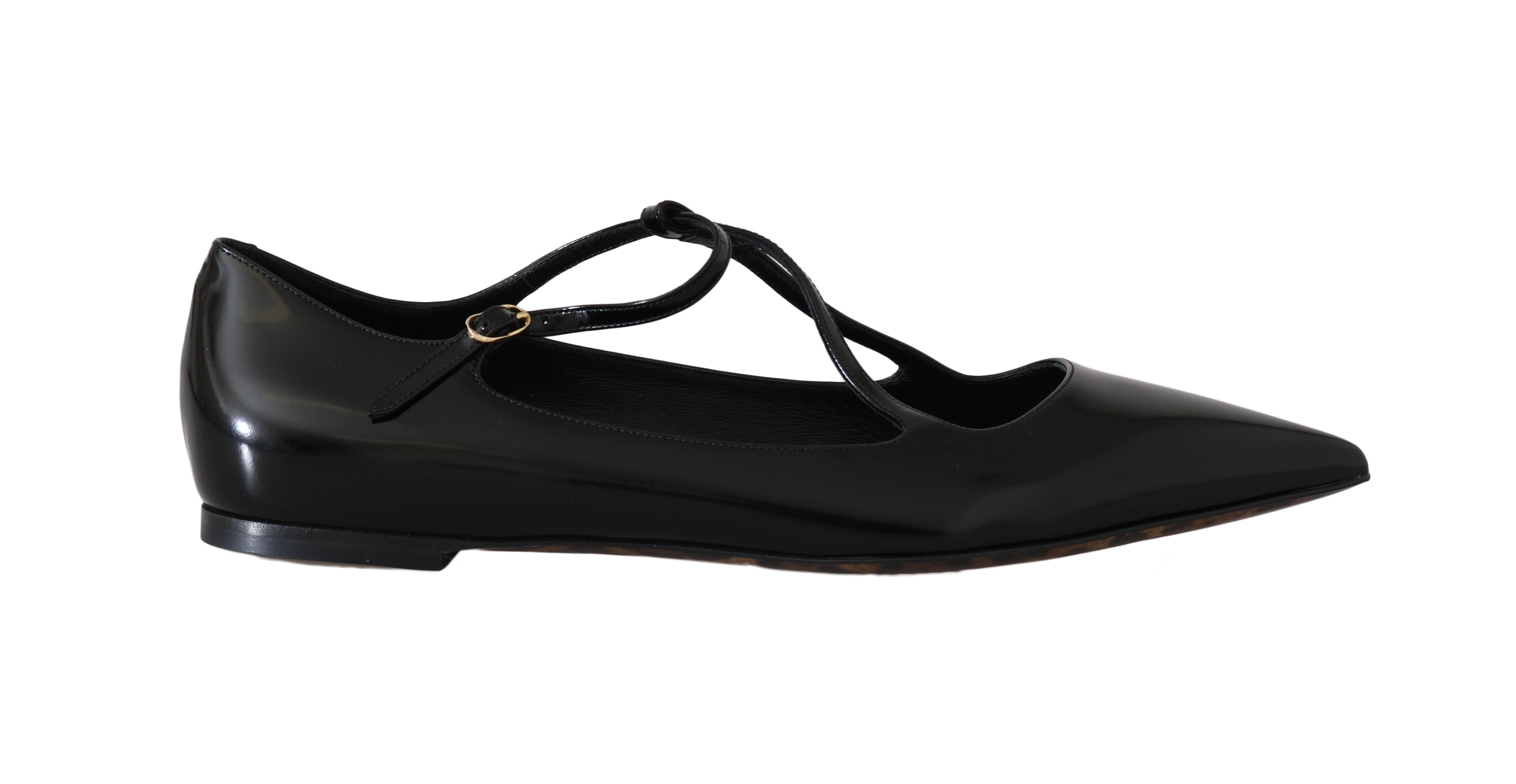 Dolce & Gabbana Women's Leather Leopard Ballet Flats Black LA5625 - EU36.5/US6