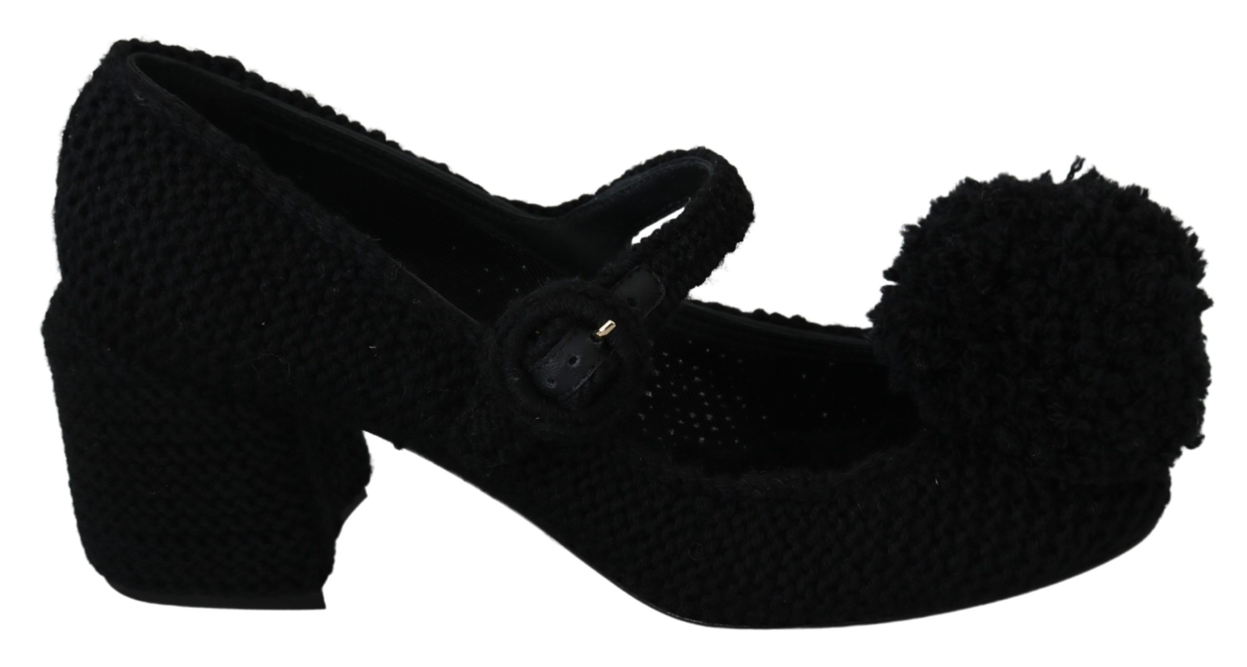 Dolce & Gabbana Women's Pom Pom Mary Jane Pumps Black LA6890 - EU39/US8.5