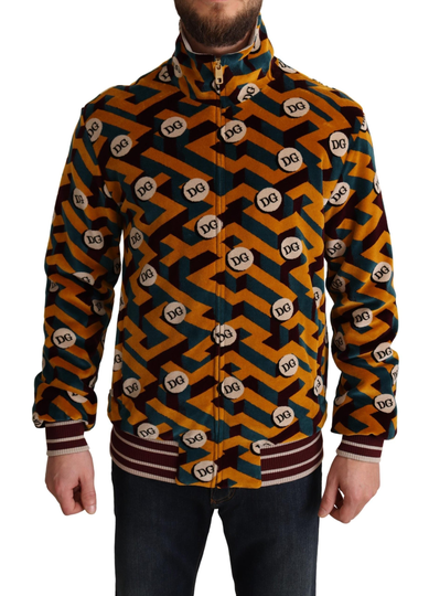 Multicolor Velvet DG Logo Mens Sweater Jacket - IT44 | XS