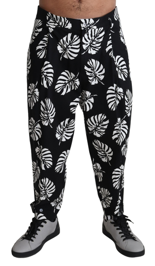 Black Leaf Cotton Stretch Trouser Pants Pants - IT50 | L