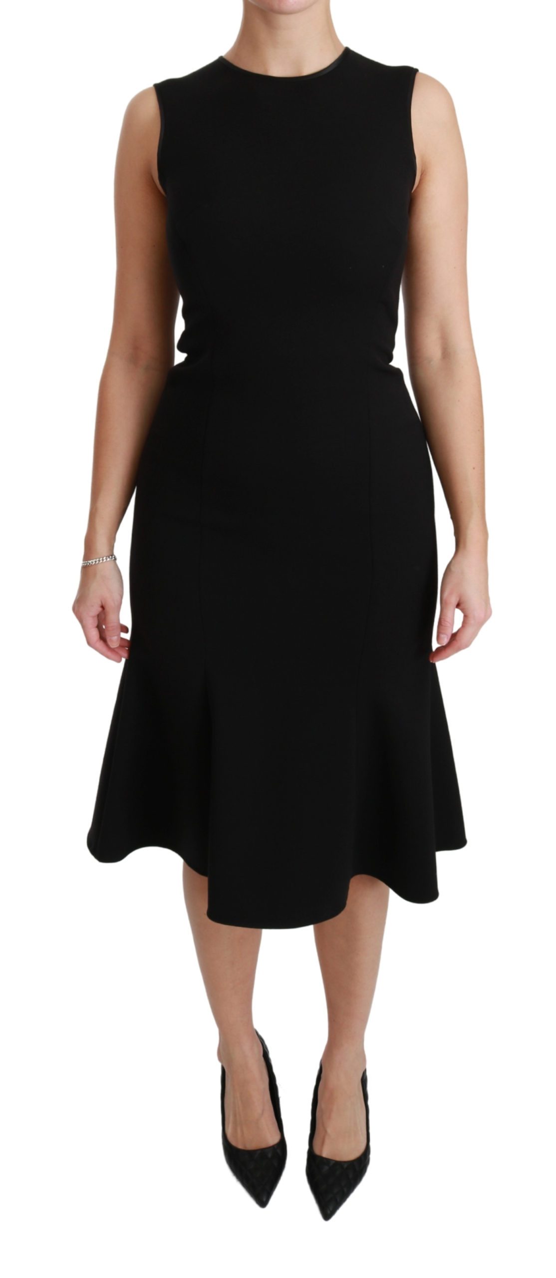 Dolce & Gabbana Women's Fit Flare Wool Stretch Sheath Dress Black DR2453 - IT38 | S