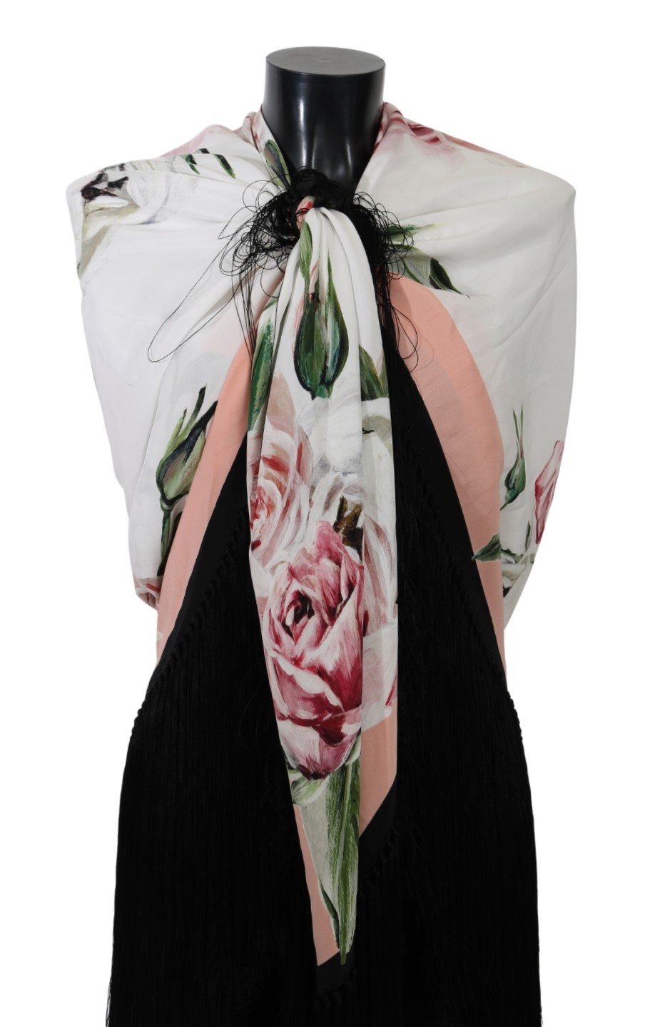 Dolce & Gabbana Women's Floral Print Wrap Shawl Silk Scarf White MS5555