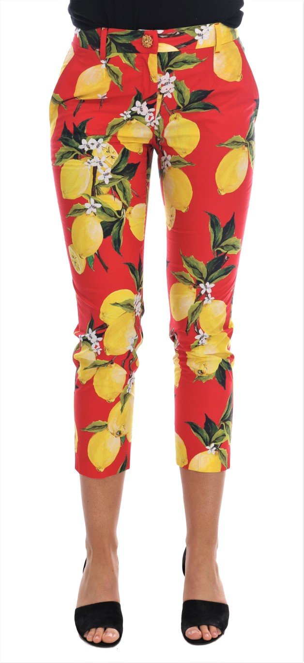 Dolce & Gabbana Women's Lemon Cotton Crystal Capri Slim Trouser Multicolor BYX1135 - IT36 | XS