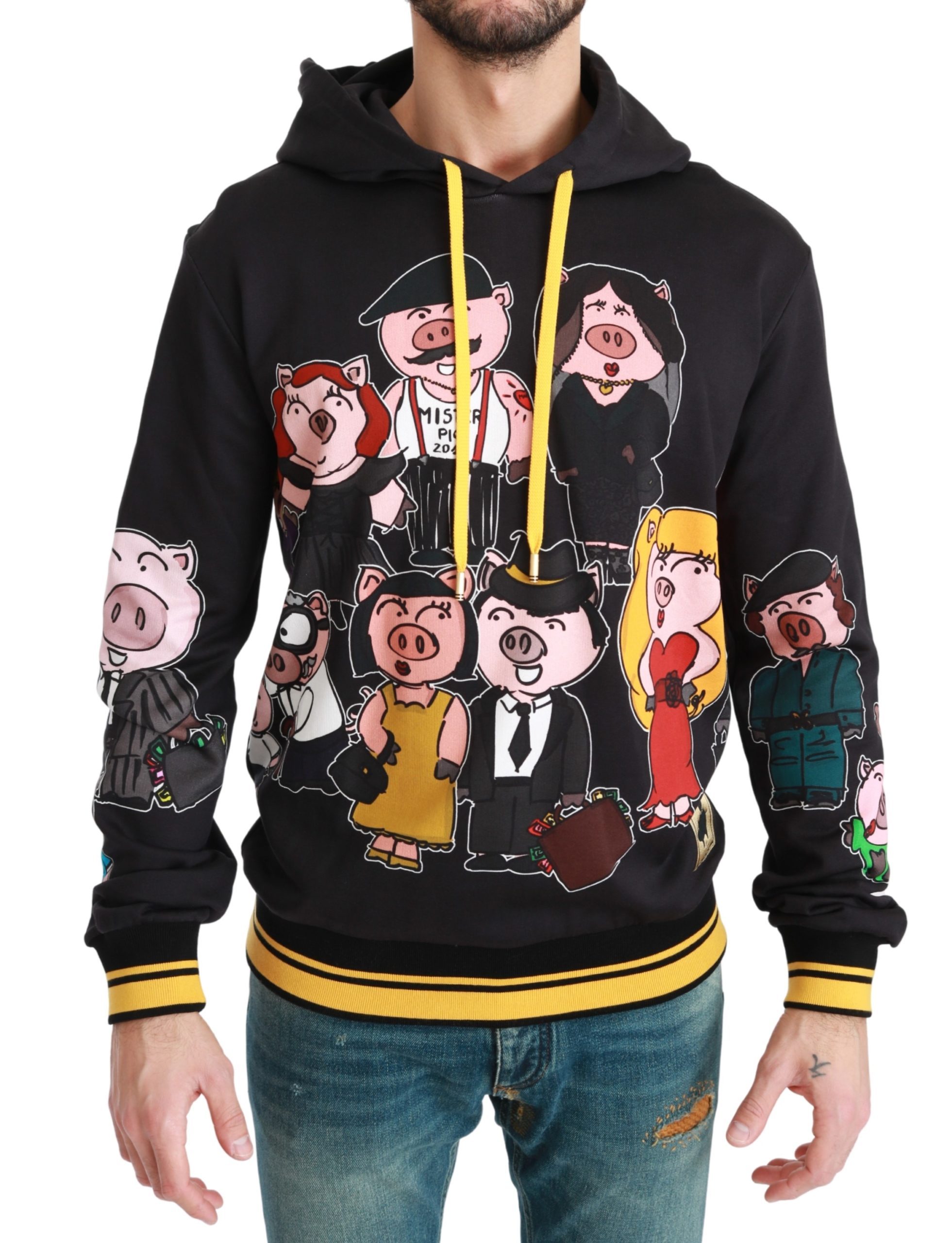 Dolce & Gabbana Men's Pig of the Year Hooded Sweater Black bgTSH4612 - IT50 | L