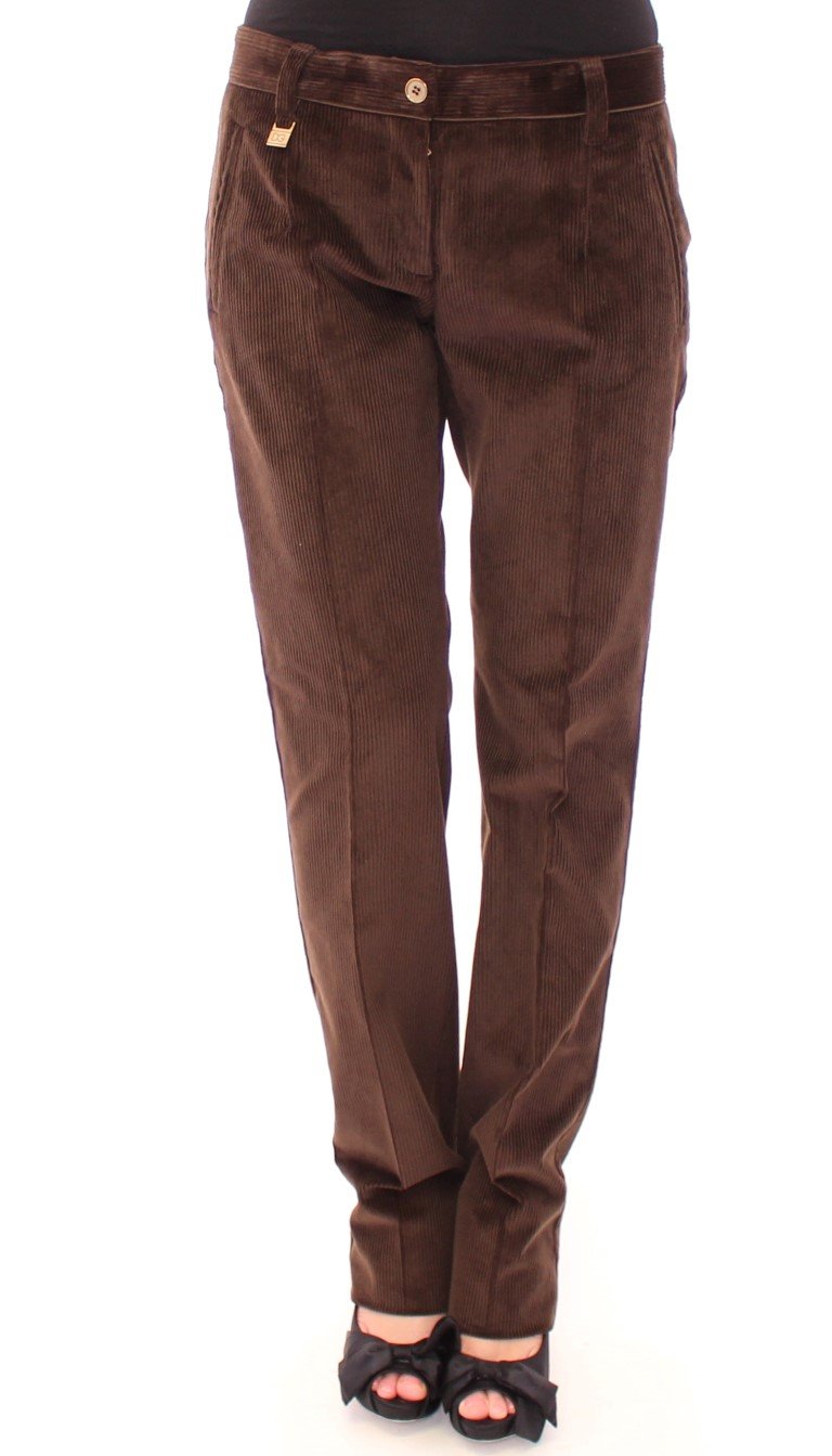 Dolce & Gabbana Women's Corduroys Straight Logo Casual Trouser Brown MOM11601 - IT44|L