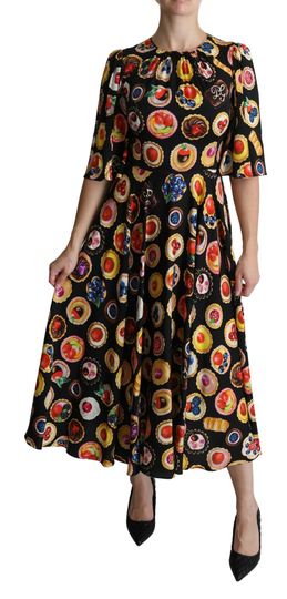 Multicolor Desserts A-line Maxi Silk Pie Dress - IT40|S