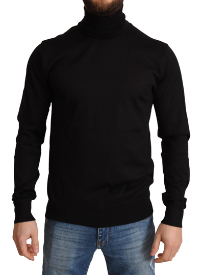 Black Cashmere Turtleneck Pullover Sweater - IT48 | M