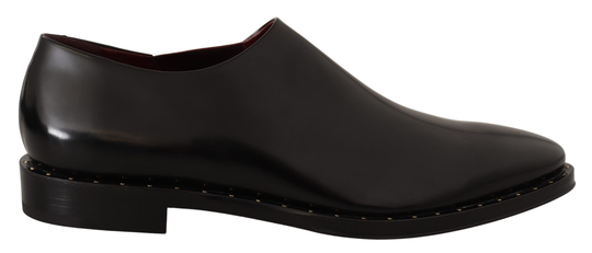 Black Leather Slip On Men Dress Studs Gold Shoes - EU45/US12